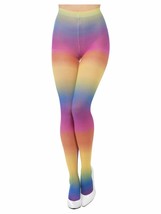 Sexy Fading Rainbow Color Tights Pantyhose Stockings Clown Pride Brite Retro 80s - £8.57 GBP