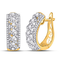 10k Yellow Gold Womens Round Diamond Crisscrossed Openwork Hoop Earrings 3/4 - £837.25 GBP
