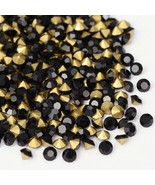 50 Pointed Back Rhinestones Diamond Faceted 5mm Black Machine Cut Foil Back - $6.23