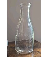 Vintage ~ MALLOY&#39;S DAIRY Raised Print ~ Clear Glass ~ Quart Size Milk Bo... - $37.40