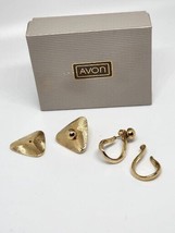 Vintage Avon Golden Ancient Triangular Loop Convertible Pierced Earring GoldTone - £7.31 GBP