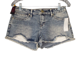 No Boundaries Cut Off Lace Blue Jean Shorts Distressed Juniors 7 Acid Wash - £9.34 GBP