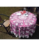 Indian Mandala Flower Tapestry Round Patio Picnic Table Beach Cover Pink... - $27.10 CAD