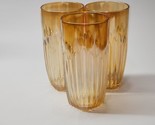 Carnival Glass Peach Luster 12oz 6&quot; Tumbler Highball Set Of 3 - Unknown ... - $27.69