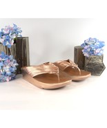 FitFlop Twiss Rose Gold Leather Slides Mule Wedge Sandals Size 39 NIB - £77.28 GBP