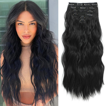 Clip in Hair Extensions for Women, 6PCS Clip Ins Long Wavy Curly Hair Extension  - £26.34 GBP