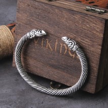 Nordic Viking Norse Raven Cuff Bracelet Adjustable Stainless Steel Men Wristband - £15.94 GBP