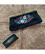 2 Vintage Embroidered Coin Purse Mend Kit Kiss Lock - $22.50