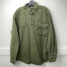 Guide Series 1/4 Button Fishing Shirt Sz Large Mens Vented Green Long Sleeve Top - £10.27 GBP