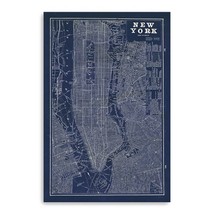 HomeRoots 399005 36 x 24 in. Indigo &amp; White Aerial New York Map Blue Can... - £135.07 GBP