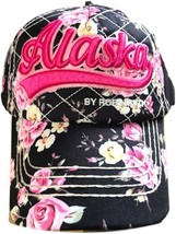 New  Quality Vibrant Floral Alaska Ball Cap Hat, Black/Hot Pink, One Size - $24.74