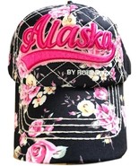 New  Quality Vibrant Floral Alaska Ball Cap Hat, Black/Hot Pink, One Size - $24.74
