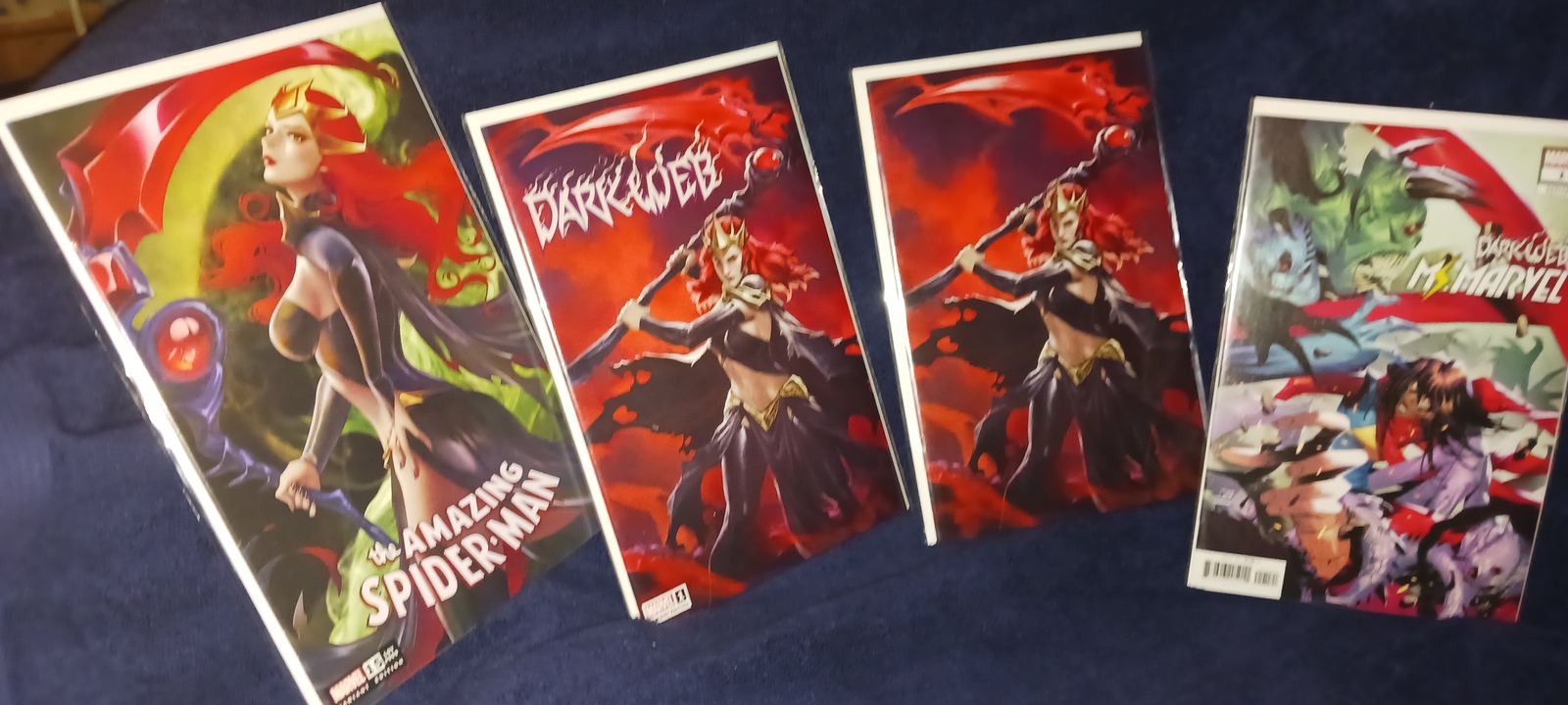 4)MARVELS DARK WEB COVERS,VARs., VIRGIN &amp; AMAZING SPIDER-MAN MS MARVELGE... - $29.99
