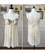 Flora Cream Lace Accordion Pleat Built-In Bra Babydoll Nightie Camisole XL - €27,80 EUR
