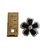 Vintage Signed Avon Blue Waffle Lucite Rhinestone Flower Silver Tone Bro... - $391.58 MXN