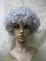 Gray Granny Perm Wig Curly Frizzy Afro Momma Harper Grandma Pops Grandpa Unisex - £10.96 GBP