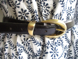 Vintage Linda Allard Ellen Tracy Black Buffalo Calf Leather Belt Women’s... - $28.49