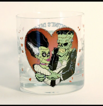 Frankenstein And Bride Valentines Horror Rock Glass The Monster Club 2023 New - $18.99