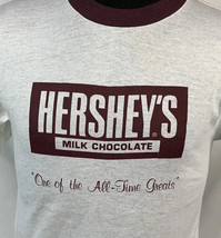 Vintage Hersheys Chocolate T Shirt Promo 50/50 Ringer Tee USA 80s Medium Candy - £19.60 GBP