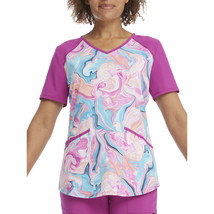 Scrubstar Women&#39;s Fabulous Marble&quot; V-Neck Print Scrub Top WM32T738GH Size M Body - £17.40 GBP