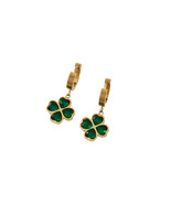 Green Lucky Clover Dangle Earring Stainless Steel - $34.68 CAD