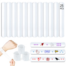 Novelty Place 25Pcs White Slap Bracelets - DIY Blank Party Wrist Strap Snap Band - £7.07 GBP