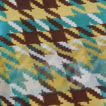 Brown Green Yellow White Houndstooth Rectangle Oblong Scarf Polyester Korea Gift - £7.66 GBP