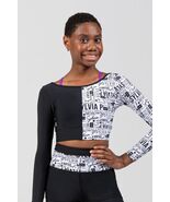 Sylvia P Child 10 Black &amp; White Two Tone Cropped Long Sleeve Crop Top - $26.75 CAD
