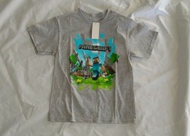 Jinx Boy&#39;s Graphic Tee Short Sleeve Minecraft Heather Gray T-shirt Size XS - £8.83 GBP