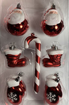 12 Christmas Tree Ornaments Santa Candy Cane Mittens Santa Boots Shatter Proof - £11.73 GBP