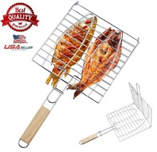 Barbecue Grilling Fish Clip Bbq Grill Basket Fish Clip Net Holder For Ca... - $16.99