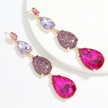Pinkdudu Fashion Multi-layer Water Drop Glass Dangle Earrings Alloy Resin Drop E - £14.50 GBP