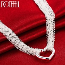 DOTEFFIL 925 Silver Necklaces for Women Multi Lines Heart Pendant Necklace Colli - $16.59