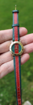 GUCCI women&#39;s watch quartz green red ladies gold tone leather - $124.99