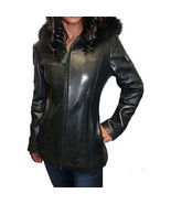 Mason &amp; Cooper Women&#39;s Fox Trim Hooded Leather Jacket - £147.75 GBP