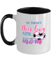 Soccer Mom Mugs There&#39;s This Boy - Soccer Black-2T-Mug - £14.19 GBP