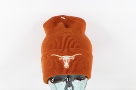 NOS Vtg 90s University of Texas Longhorns Knit Winter Beanie Hat Cap Orange USA - £46.89 GBP