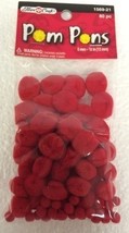 Red Pom Poms Pompoms Embellishments Assorted Sizes (160 Pieces) - £5.06 GBP