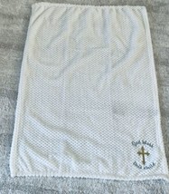 Baby Blanket Sam Salem &amp; Son God Bless This Child White Gold Cross Christening - £19.34 GBP