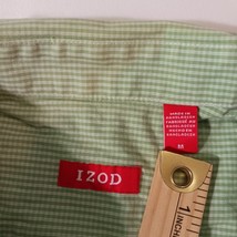 Izod Men's Cotton Green Check Stripe Button-Down Collar Long Sleeve Shirt Size M image 3