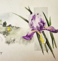 A Happy Easter 1910s Postcard Springtime Flowers Iris Butterflies Gibson... - $19.99