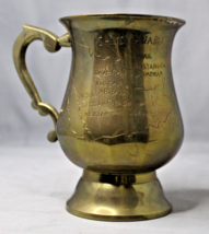 Brass Beer Tankard Saudi Arabia Map Etched Fancy Handle 5.25&quot; Tall - £14.28 GBP