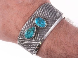 Preston Monongye (Hopi) (1927-1987) Tufa Cast Silver Spiderweb turquoise bracele - £5,065.03 GBP