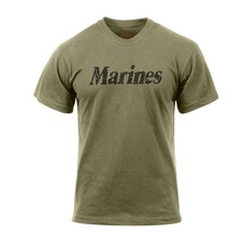 Rothco Distressed Marines Short Sleeve Cotton T-Shirt Sz M Olive Green NWT - $15.79