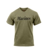 Rothco Distressed Marines Short Sleeve Cotton T-Shirt Sz M Olive Green NWT - $21.64 CAD