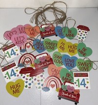 Valentine’s Day Wooden Ornaments Lot Of 30 Be Mine Love You Call Me - $18.46