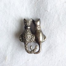 Cats Couple Love Pin BROOCH/ Pendant .925 Sterling Silver Marcasites Nib - £37.35 GBP