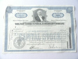 New York Central Stock Certificate 100 Shares 1955 - $19.99