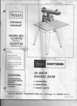 1977 Craftsman 113.197770 &amp; 113.197750  10&quot; Radial Arm Saw Instructions - £15.11 GBP