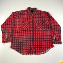 Vintage Van Heusen Flanella Camicia Da Uomo XL Rosso Plaid con Bottoni - $24.88